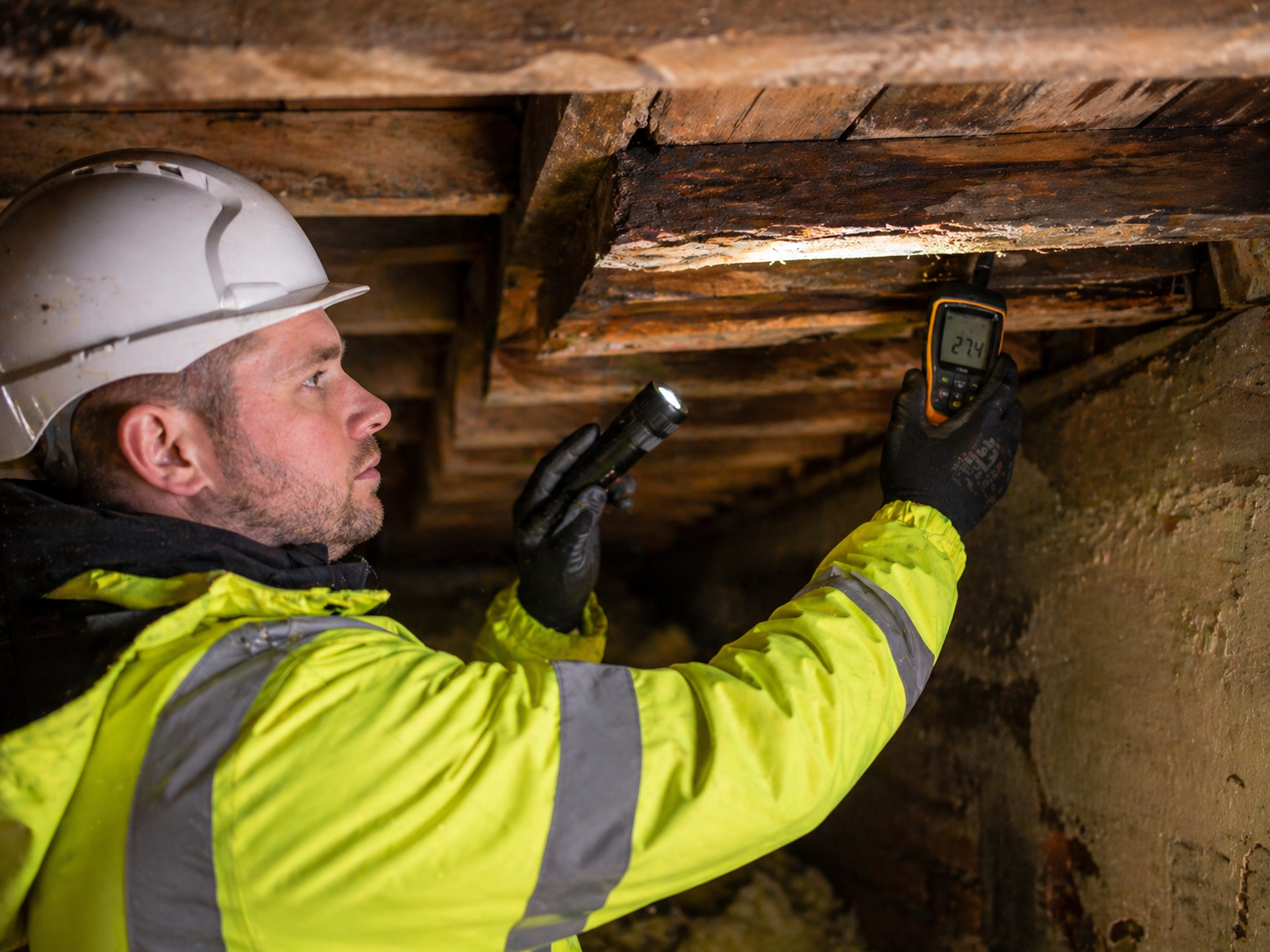 Step 1: Obsidian Roofing technician performing a detailed roof inspection and assessment in Ealing