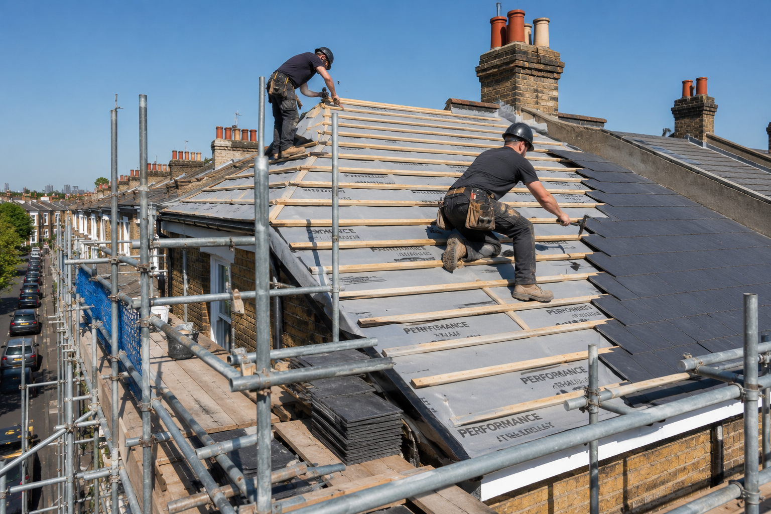 Obsidian Roofing trust badges – CHAS accredited, NFRC member, fully insured Hackney roofing specialists with 318 five-star reviews